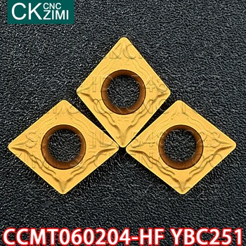 CCMT060204-HF YBC251 CCMT2(1.5)1-HF YBC251 Carboneto de lâmina Interna Pastilhas de torneamento CNC do metal de processamento de torno ferramenta CCMT para o aço
