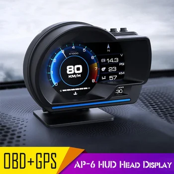 Carro Universal HUD OBD + GPS Head Up Display Velocímetro Alarme da velocidade Excessiva Luz Ambiente, Sistema de Aviso de
