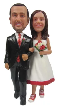 A Fedex frete grátis Personalizado bobblehead boneca vamos presente de casamento de noiva decoração de polyresin