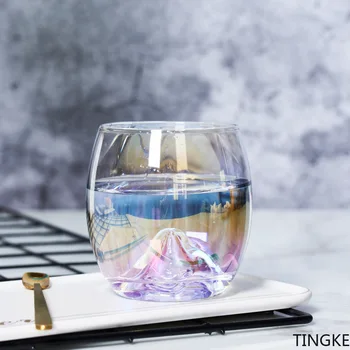Coloridos de vidro redonda barriga iceberg de vidro curta boca de cristal vidro do uísque de água para uso doméstico de vidro japão copo de vinho
