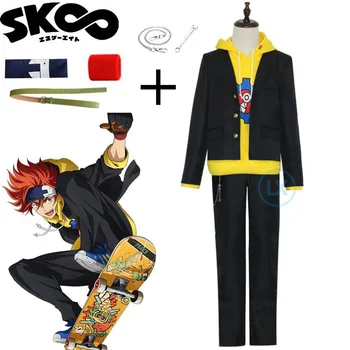 Anime de SK8 o Infinito Reki Kyan Cosplay Traje Amarelo Capuz de Moletom Jaqueta de SK Oito Vermelho Peruca de Skate Roupa disfraz