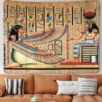 Hippie Bastet Vintage Antigo Egito Tapeçaria Antiga Cultura Impressa Pendurado na Parede Decoração Boêmio Casa Dormitório Decoração 75x58cm